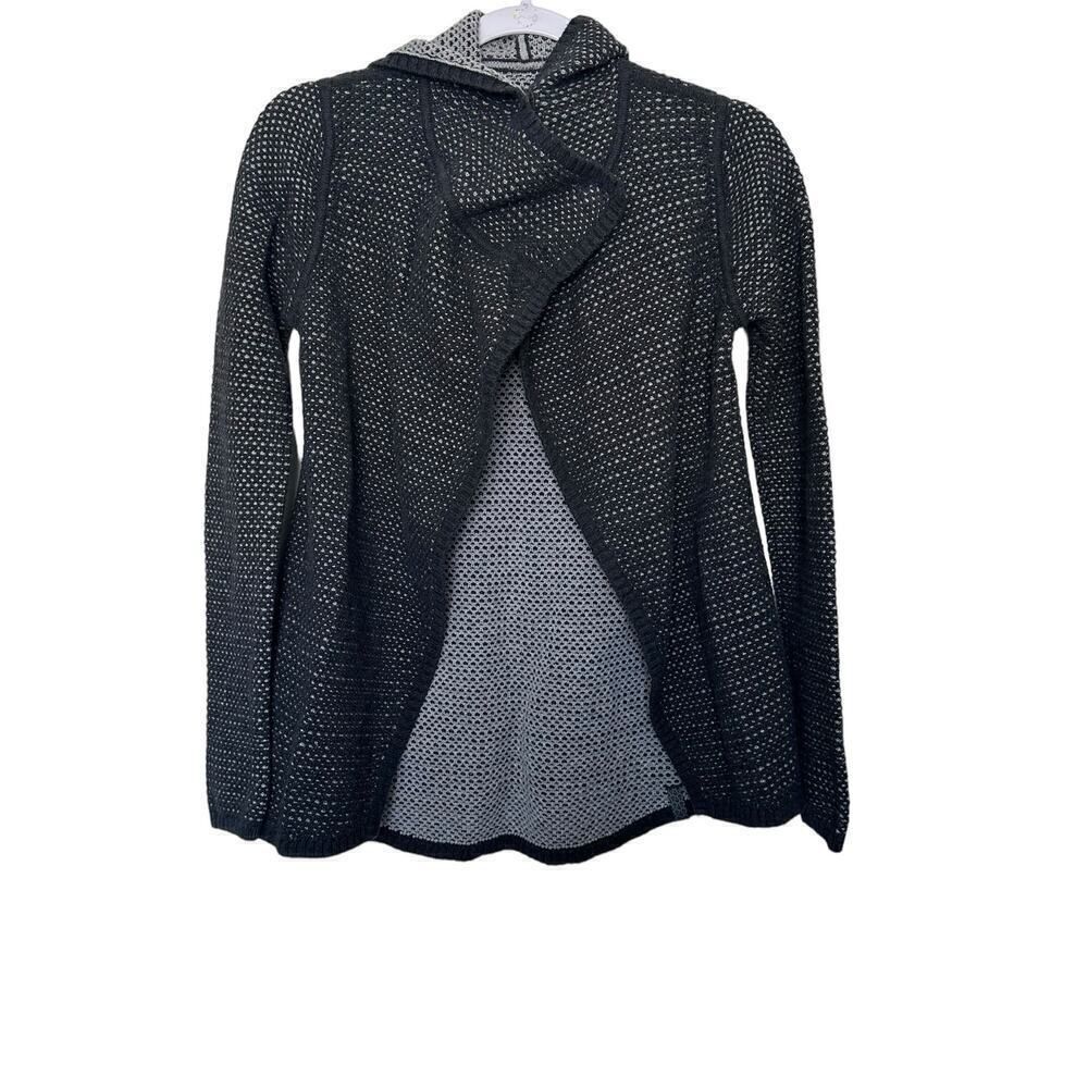 Lululemin Ivivva Hooded Cardigan Wrap Girls 12‎ Heathered Grey Buttoned